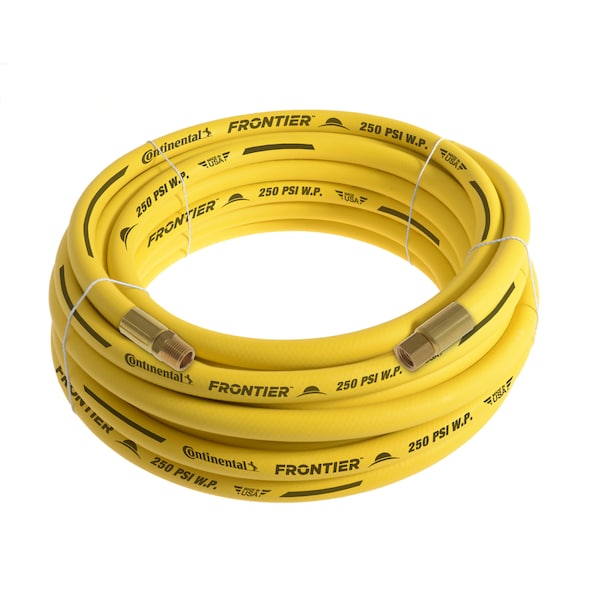 Continental 3/4" x 75' Yellow EPDM Rubber Air Hose, 300 PSI, 3/4" MNPT x FNPSM HZY07530-75-31 - main